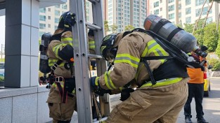 마산소방서, 화재 대응능력 향상을 위한 진압대원 화재진압 4인조법 훈련 실시